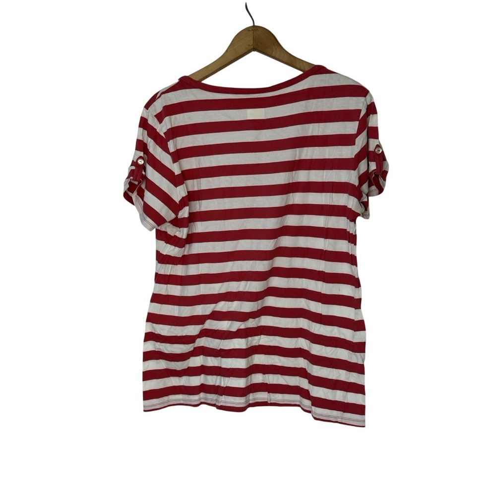 GAP TShirt Womens Large Red White Striped Short Sleeve Tee - Picture 2 of 3
